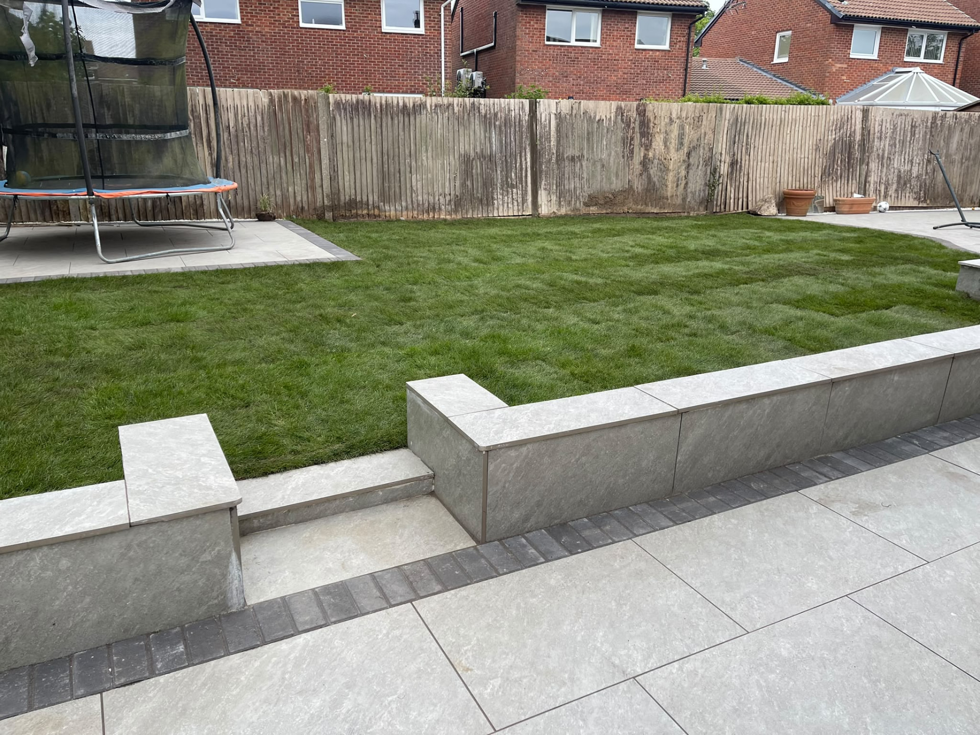 Completed freshly turfed lawn and landscaped garden in Eastleigh