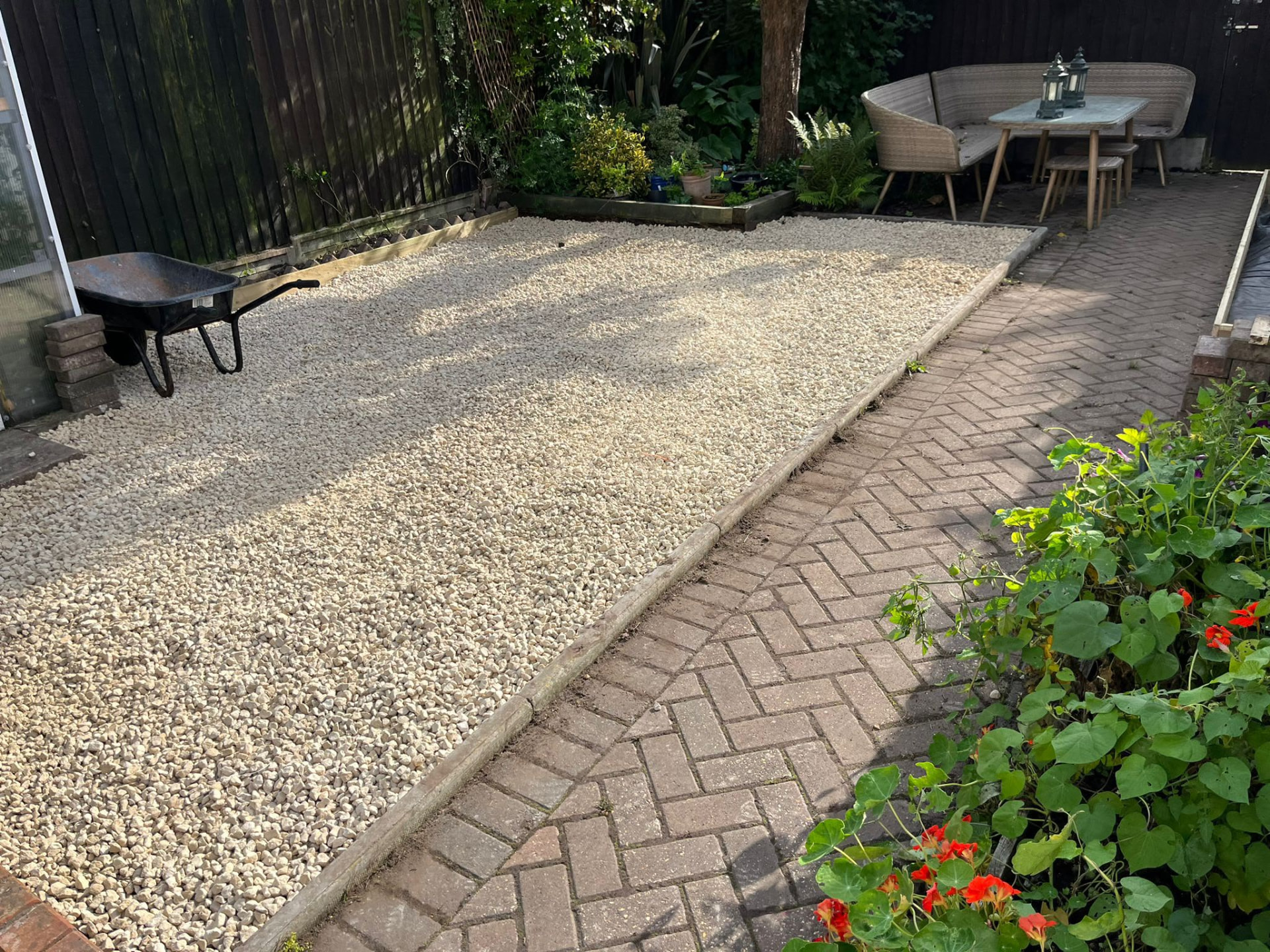 Completed gravel garden after clearance and landscaping